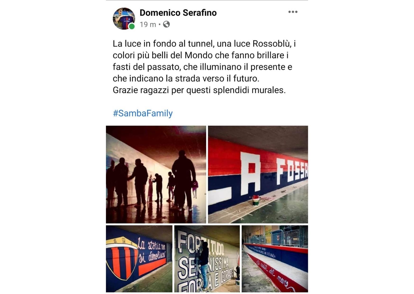 Calcio serie C – Samb, i murales dei tifosi: per Serafino “una luce in fondo al tunnel”