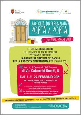 Ascoli Piceno – Kit rifiuti distribuiti fino a sabato 6 marzo
