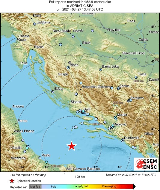 Terremoto in mare Adriatico, scossa 5.9