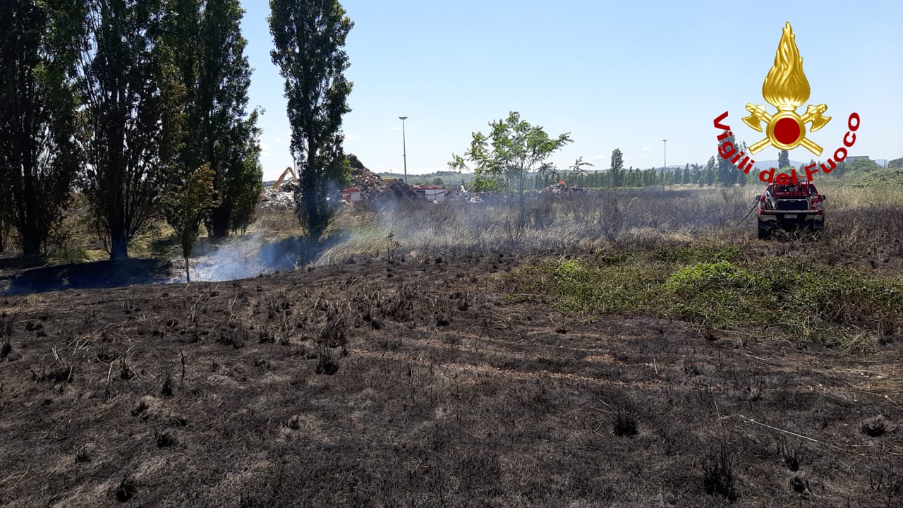 Jesi, 8000 mq di sterpaglie a fuoco in zona Interporto