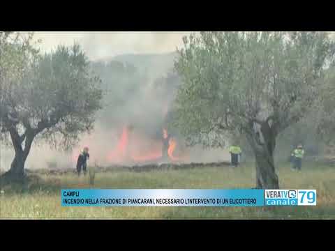 Campli – Incendio nella frazione di Piancarani, necessario l’intervento di un elicottero