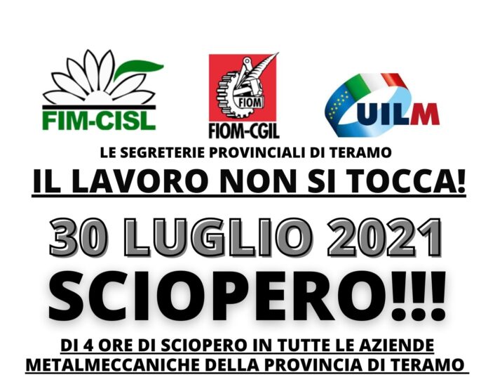 Teramo – Il 30 luglio si terrà la Marcia per il lavoro