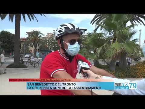 San Benedetto – La Croce Rossa in pista contro gli assembramenti sul lungomare