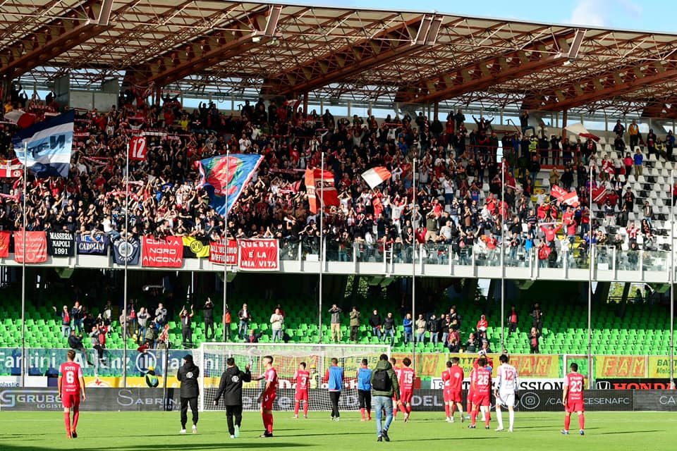 Ancona Matelica, tremila euro di multa per il comportamento dei tifosi a Cesena