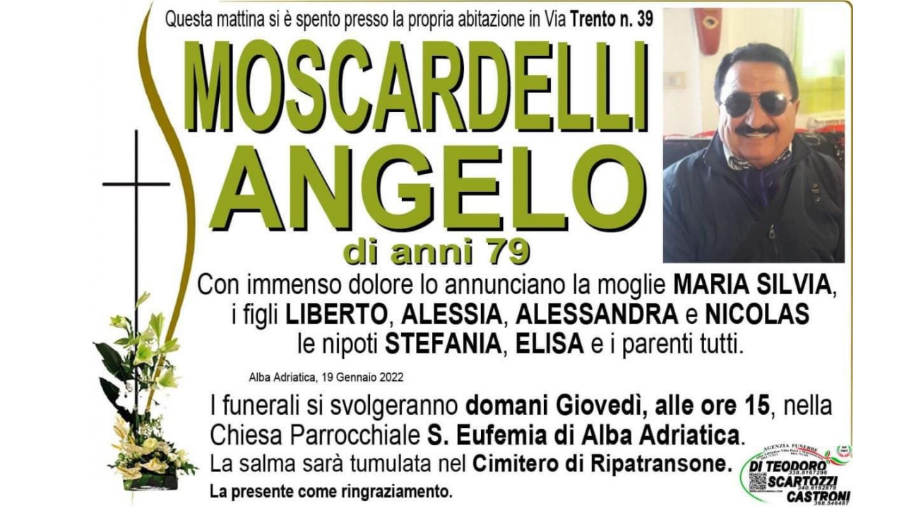 Alba Adriatica piange Angelo Moscardelli