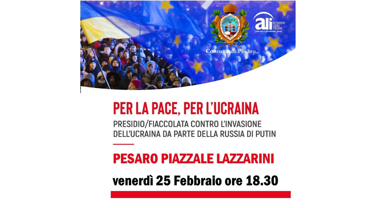 Questa sera a Pesaro fiaccolata per la pace in Ucraina