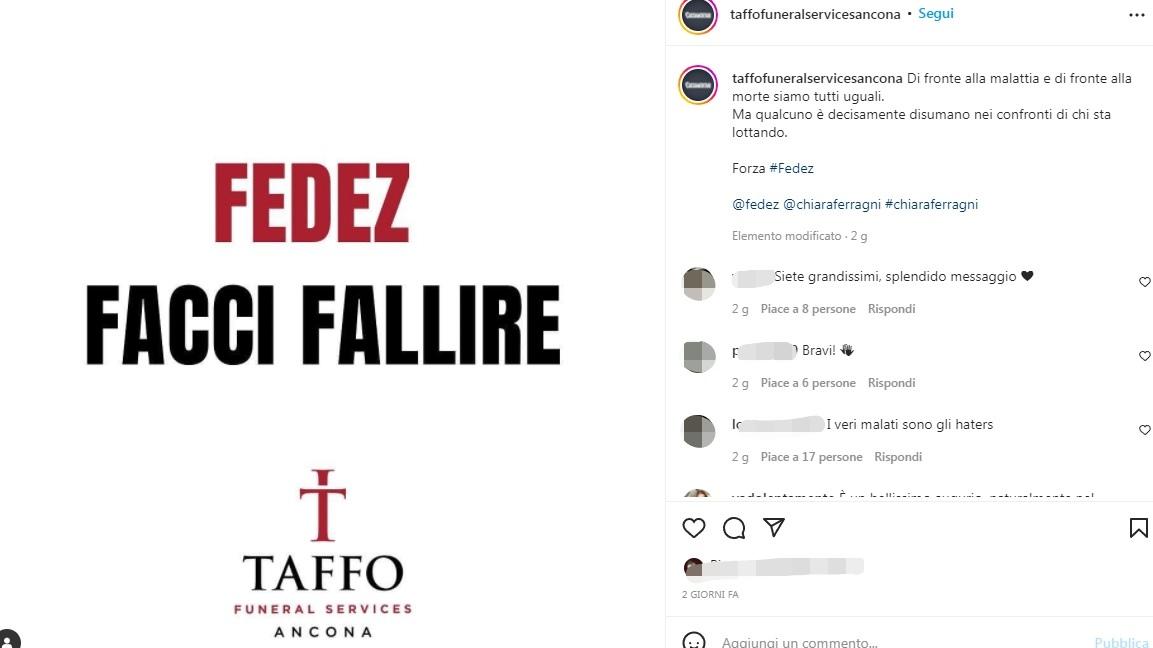 “Fedez facci fallire”, il post di Taffo fa il giro del web