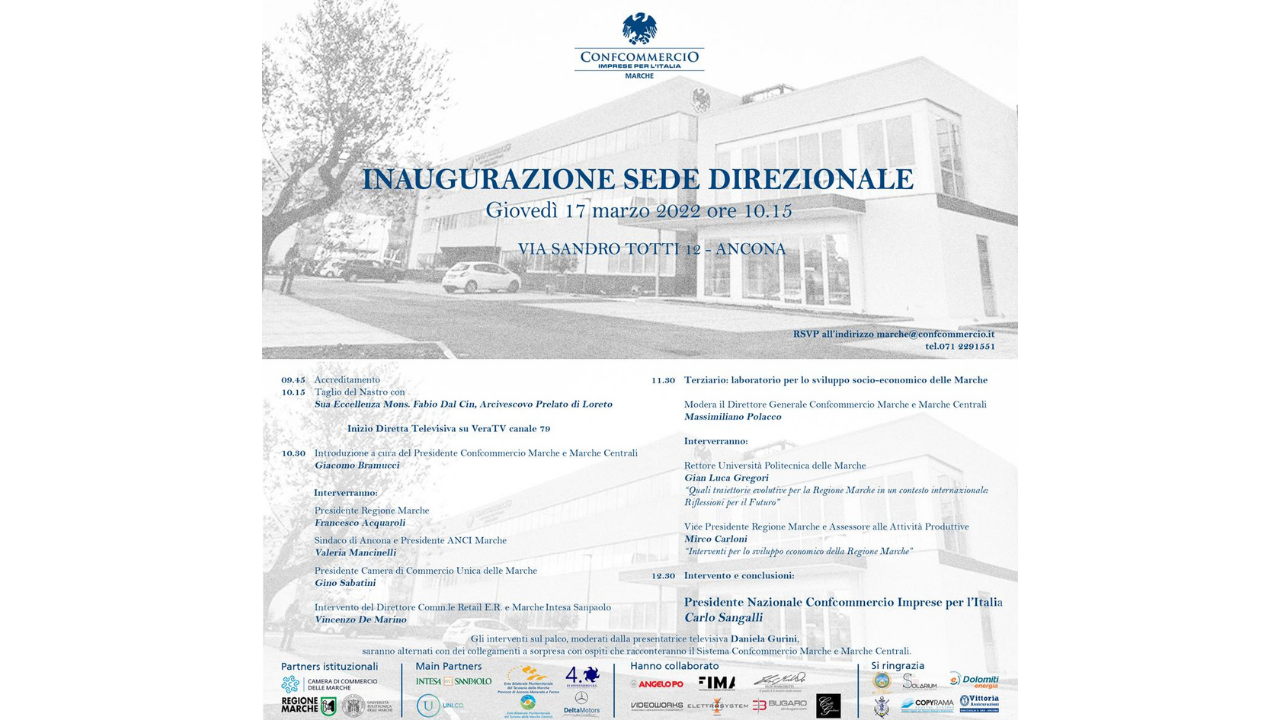 Confcommercio Marche Centrali di Ancona, inaugura la nuova sede direzionale