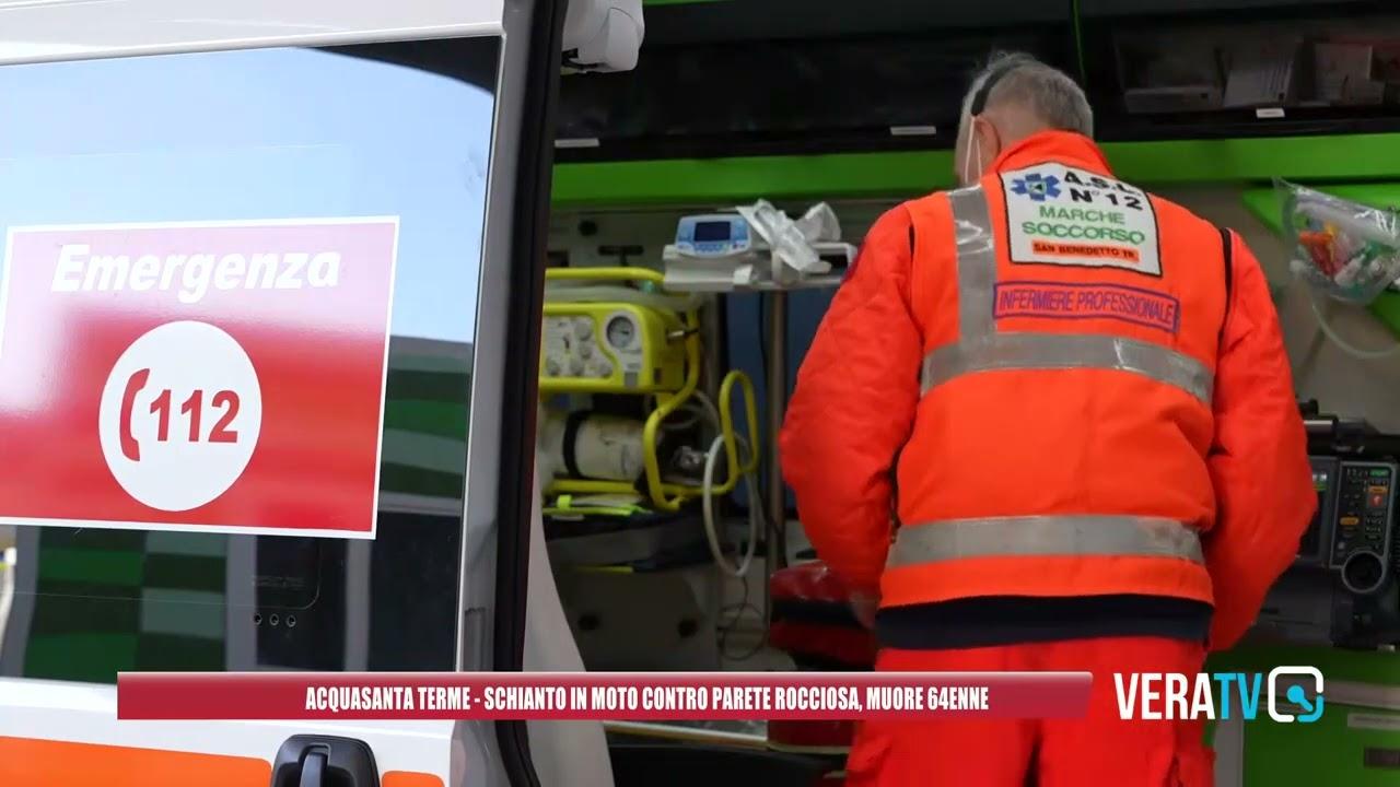 Acquasanta Terme – Schianto in moto contro una parete rocciosa, muore 64enne