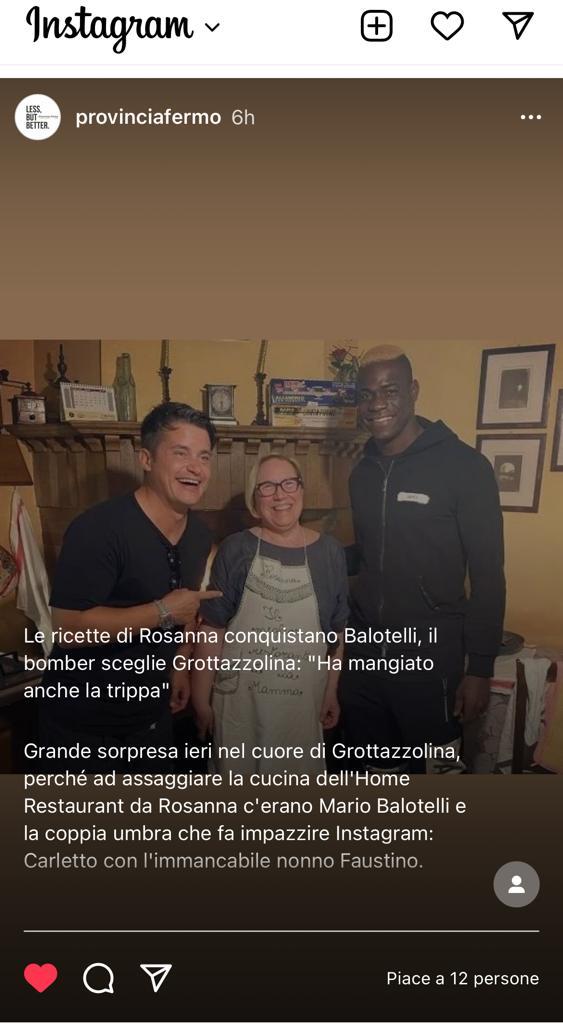 Mario Balotelli avvistato nel Fermano, era a cena da Rosanna a Grottazzolina