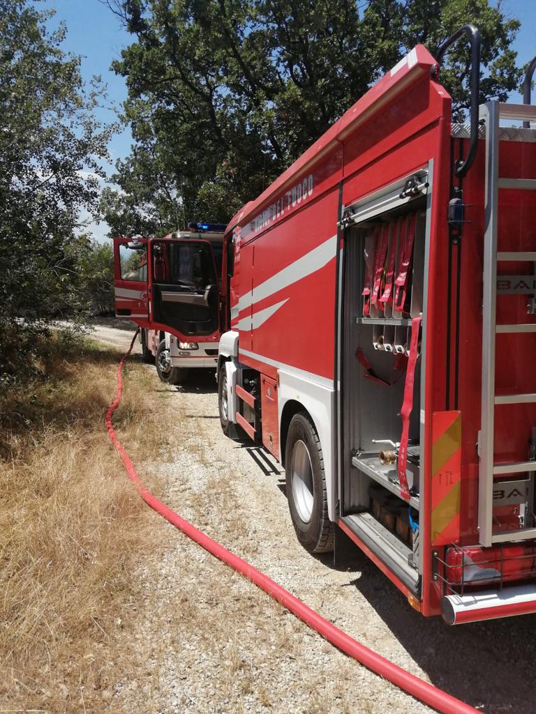 Fontanelle di Atri- Cinque ettari di terreno e oltre cento ciliegi a fuoco, immediato l’intervento dei Vigili del Fuoco
