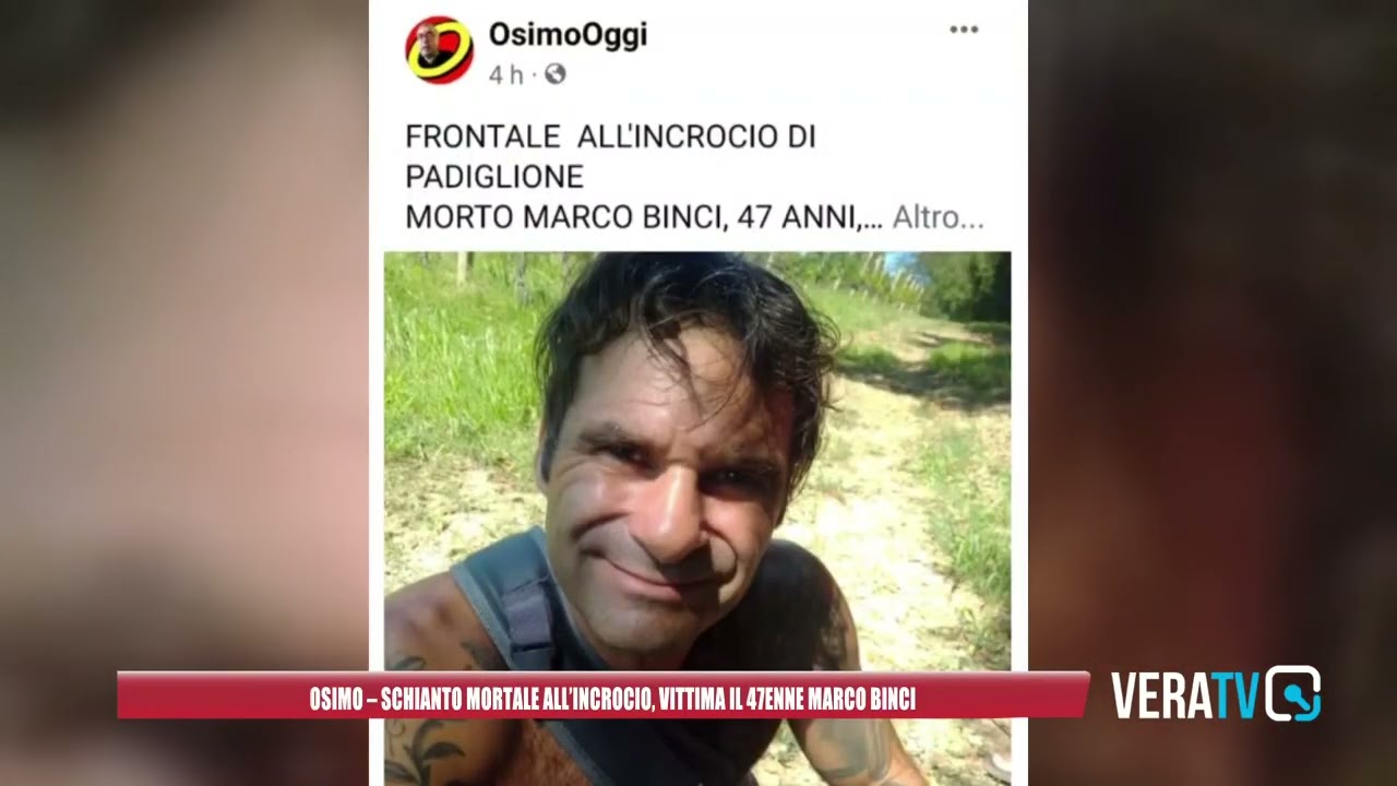 Osimo, schianto mortale all’incrocio: vittima il 47enne Marco Binci