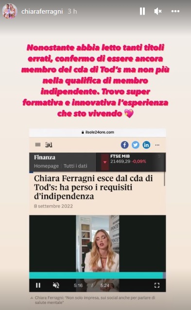 Chiara Ferragni resta nel Cda di Tod’s