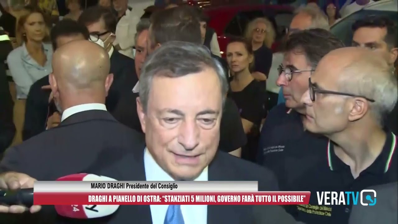 Il premier Draghi a Pianello di Ostra: “Stanziati 5 milioni, faremo il possibile”