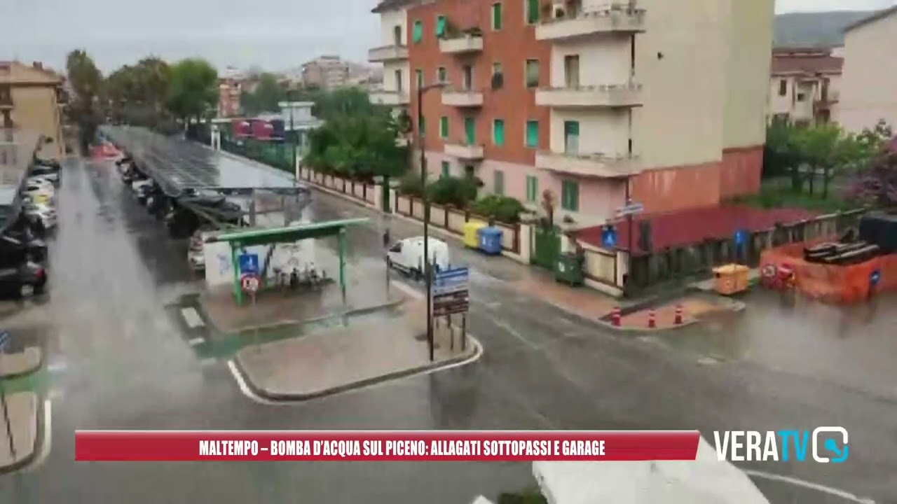 Maltempo, bomba d’acqua sul Piceno: allagati sottopassi e garage