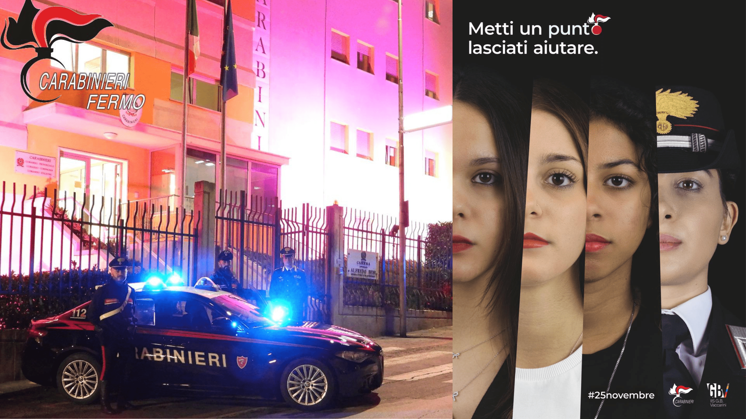 Fermo- “Giornata Internzionale per l’eliminazione della Violenza contro le Donne”, la Caserma dei Carabinieri di Via Beni si colora di rosso
