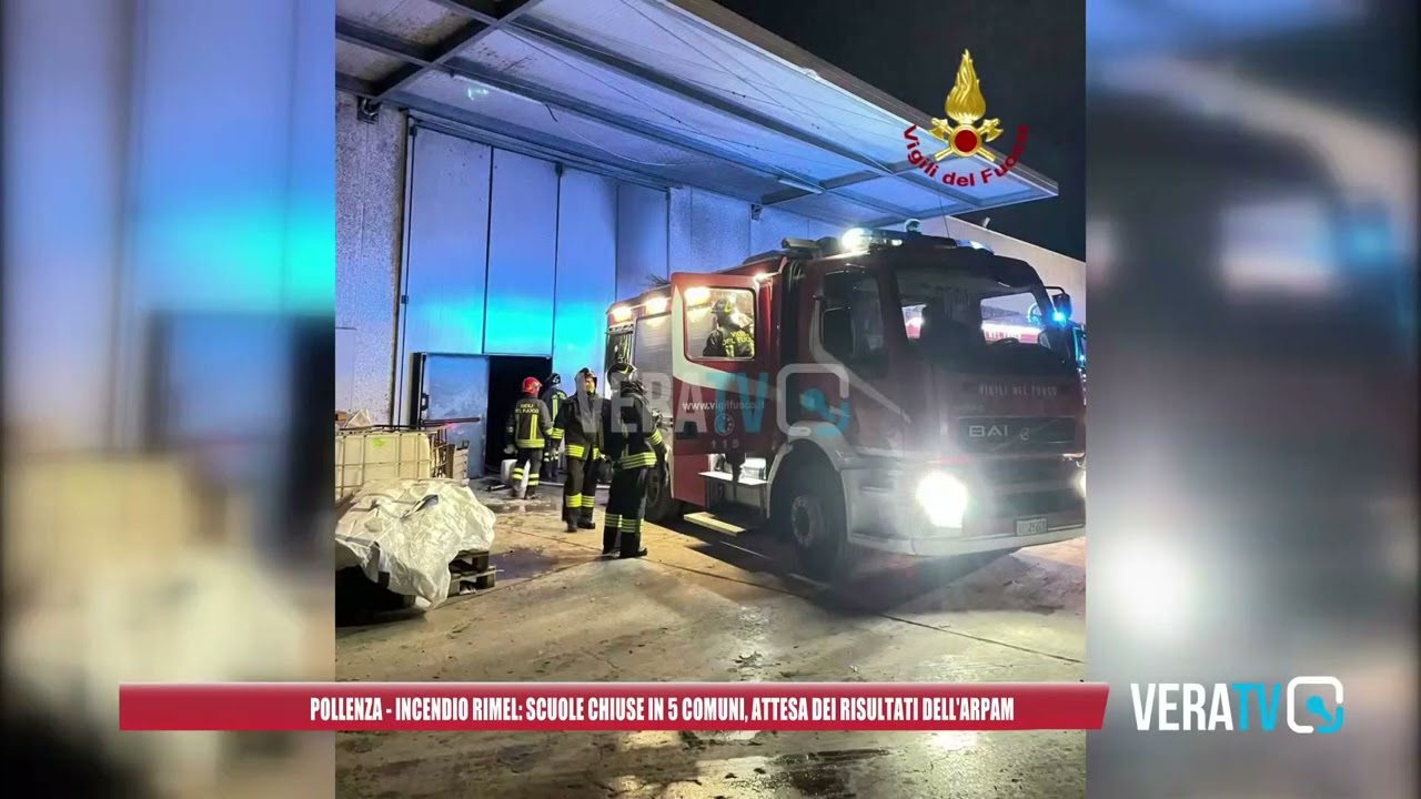 Pollenza – Incendio Rimel: scuole chiuse in cinque comuni e attesa per i risultati dell’Arpam