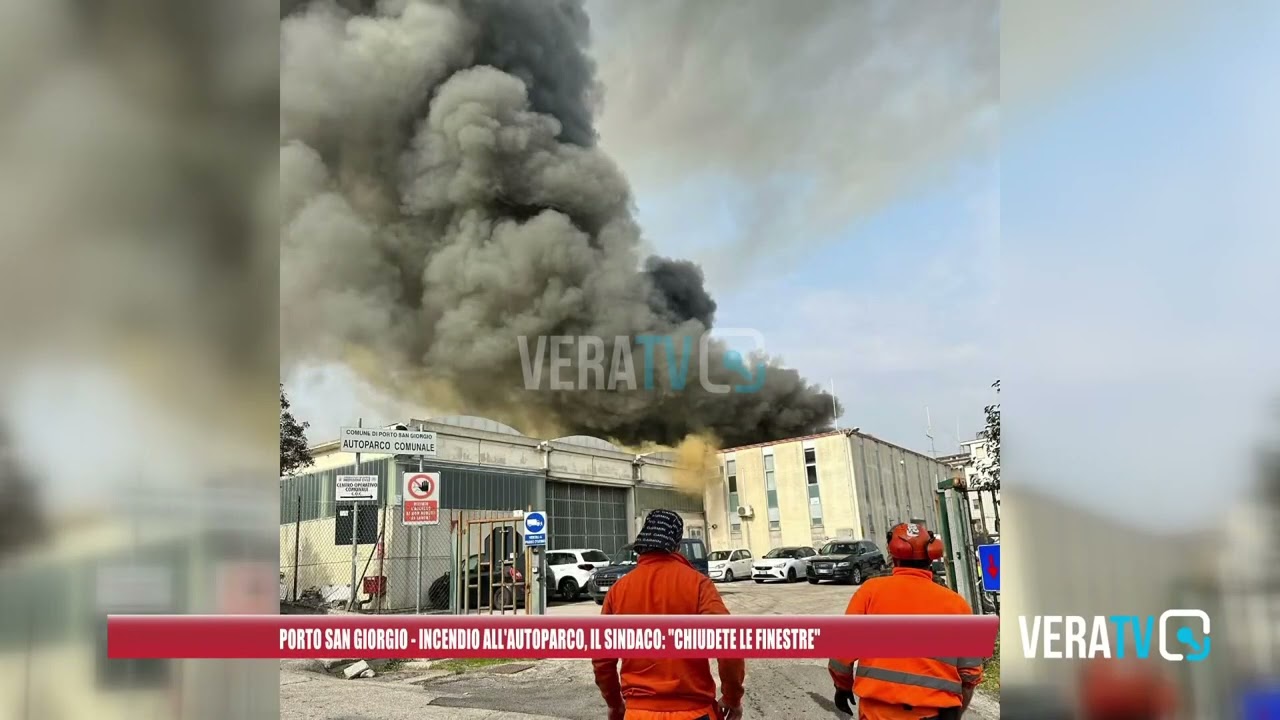 Porto San Giorgio – Incendio all’autoparco, il sindaco: “Chiudete le finestre”