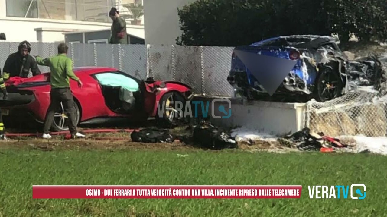 Osimo – Due ferrari a tutta velocità contro una villa, incidente ripreso dalle telecamere