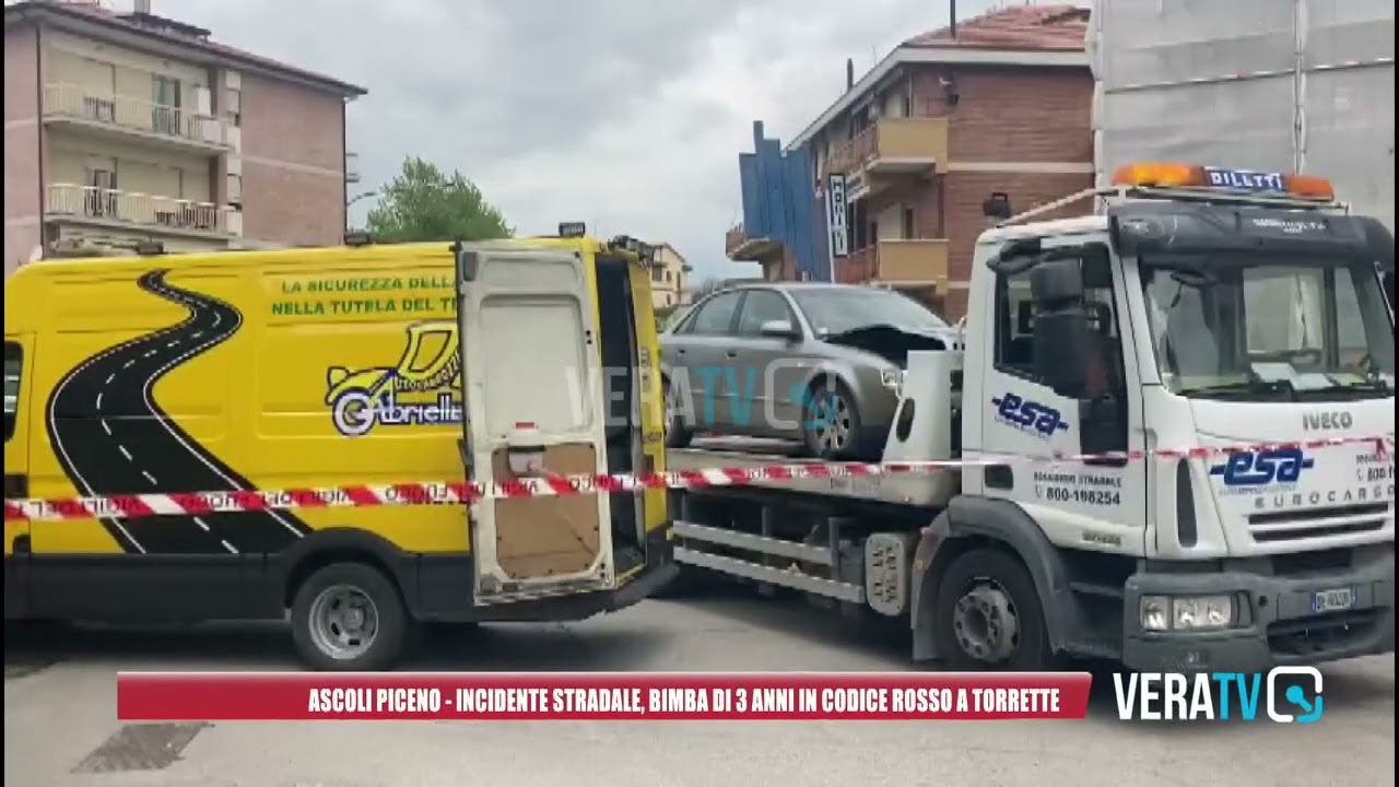 Ascoli Piceno – Incidente stradale a Porta Maggiore: quattro feriti, anche una bimba di tre anni
