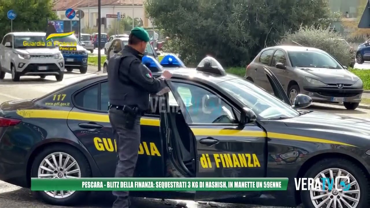 Pescara – Blitz della guardia di finanza: sequestrati 3 chilogrammi di hashish, in manette un cinquantanovenne