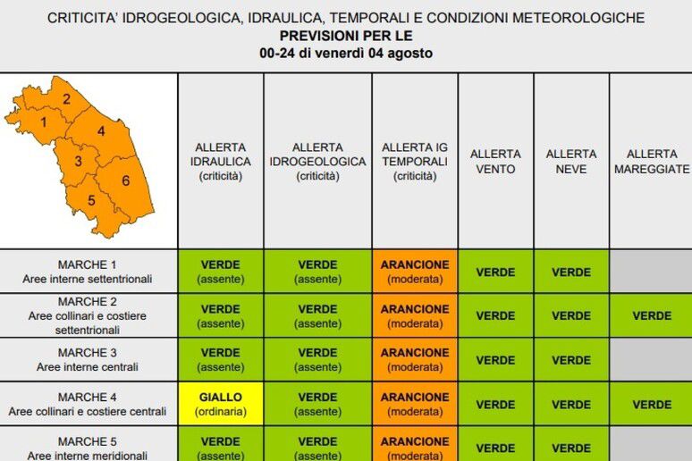 Marche, allarme maltempo: temporali in arrivo e allerta arancione