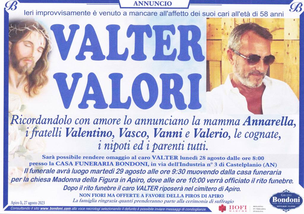 Jesi -Trovato morto in casa l’imprenditore Valter Valori