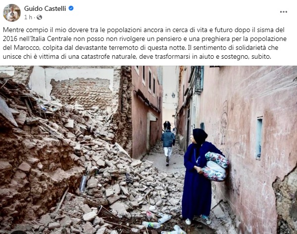 Sisma, Castelli: “Una preghiera per la popolazione del Marocco”