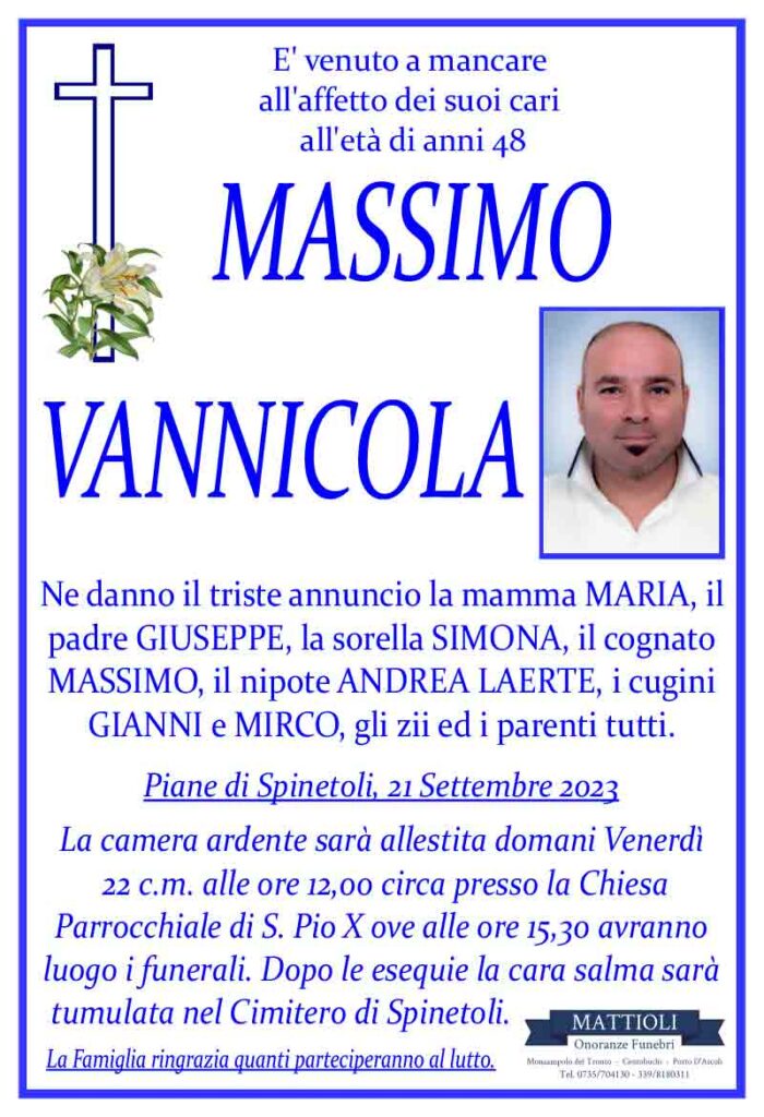 La comunità di Spinetoli piange Massimo Vannicola
