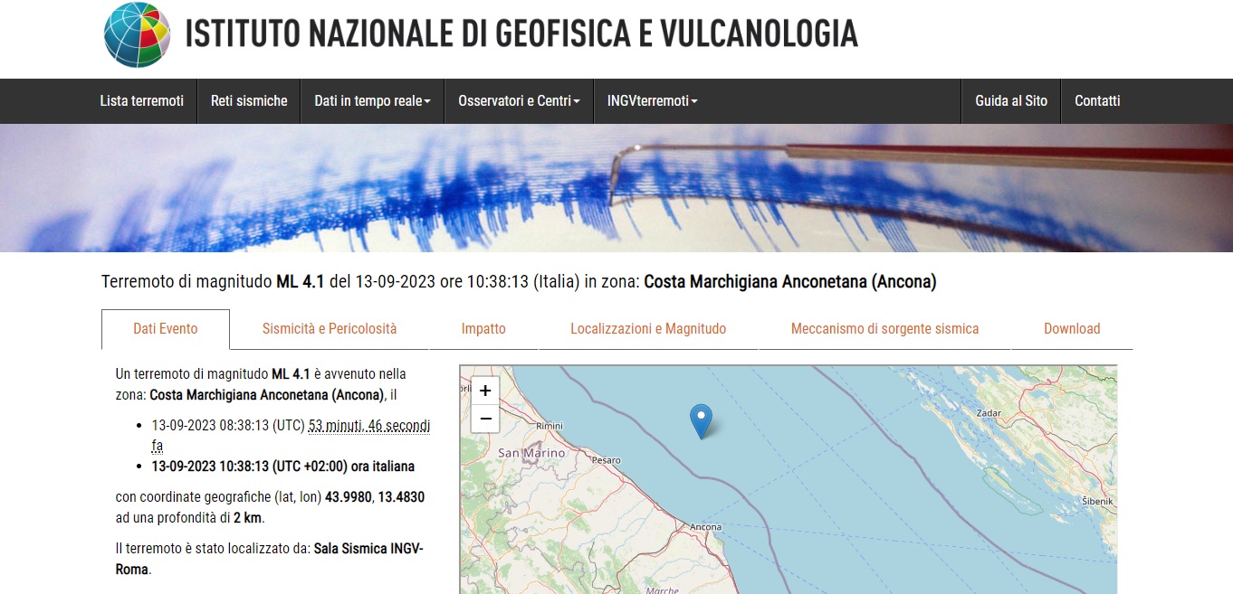 Marche – Nuova scossa di terremoto, magnitudo 4.1: paura nell’Anconetano