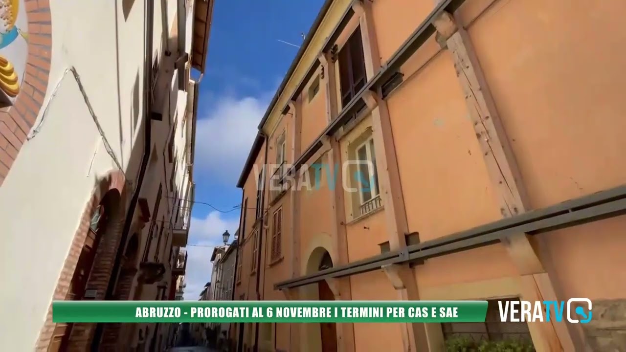 Abruzzo – Prorogati al 6 novembre i termini per Cas e Sae