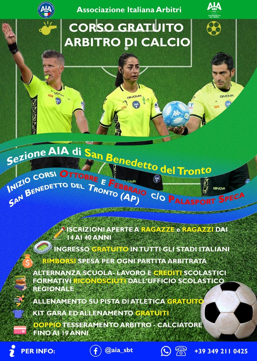 San Benedetto, al via il corso per arbitri di calcio