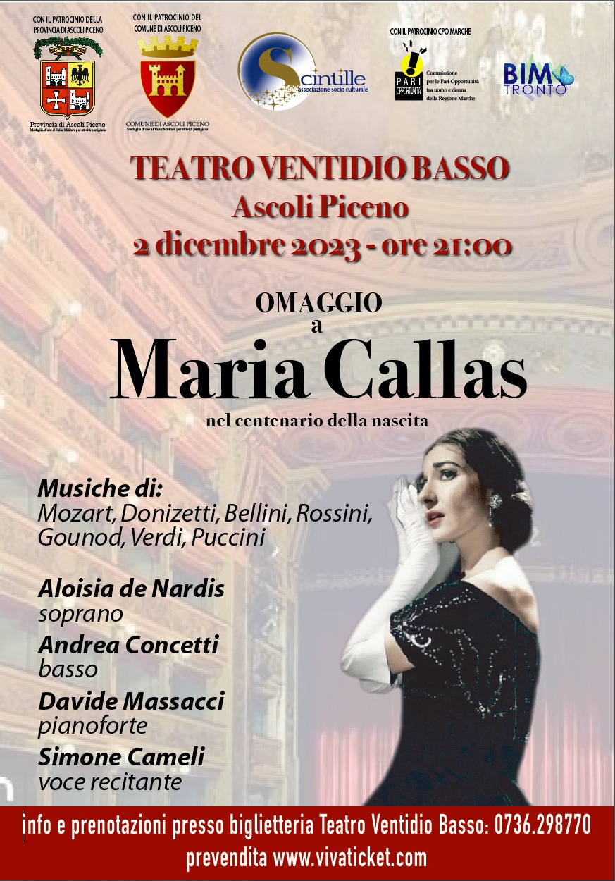 Centenario della nascita di Maria Callas: il 2 dicembre show al Ventidio Basso di Ascoli